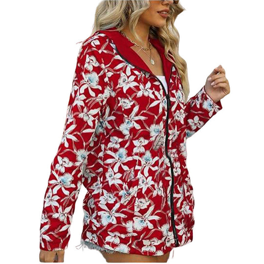 Damen leichte Übergangsjacke mit floralem Innenfutter