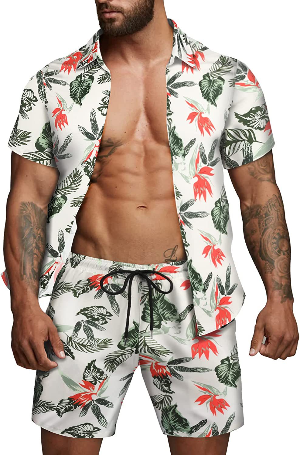Herren kurzärmliges Hemd und Badeshorts Set