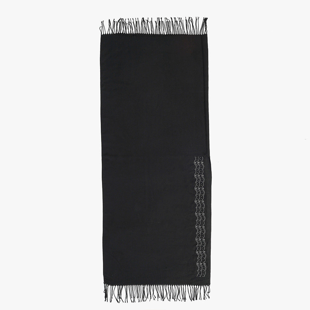 Damen Fransenponcho im offenen Kimono-Fall mit gezackter Nieten‑Bordüre Shop Nory