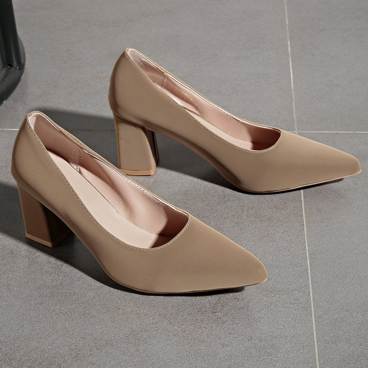 Damen Elegante Pumps mit modischem Blockabsatz und spitzem Design