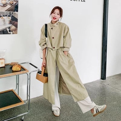Damen Oversize-Trenchcoat mit Cape‑Rücken, Tunnelzugtaillierung und weiten Ärmeln Shop Nory