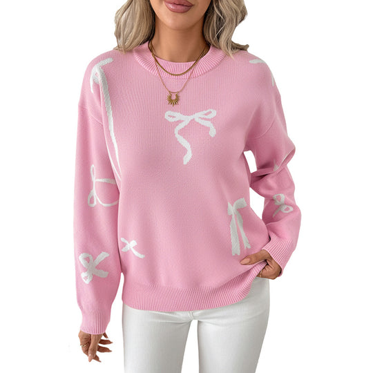 Damen Verspielter Pullover mit Schleifenmotiven Shop Nory