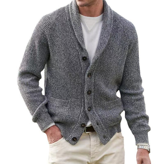 Herren Strickjacke mit trendigem Grobstrickmuster und praktischen Taschen