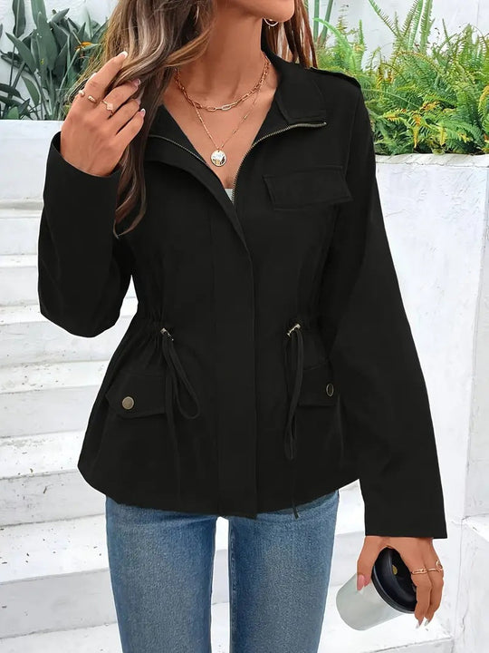 Damen Übergangsjacke mit verstellbarem Taillenzug und praktischen Taschen