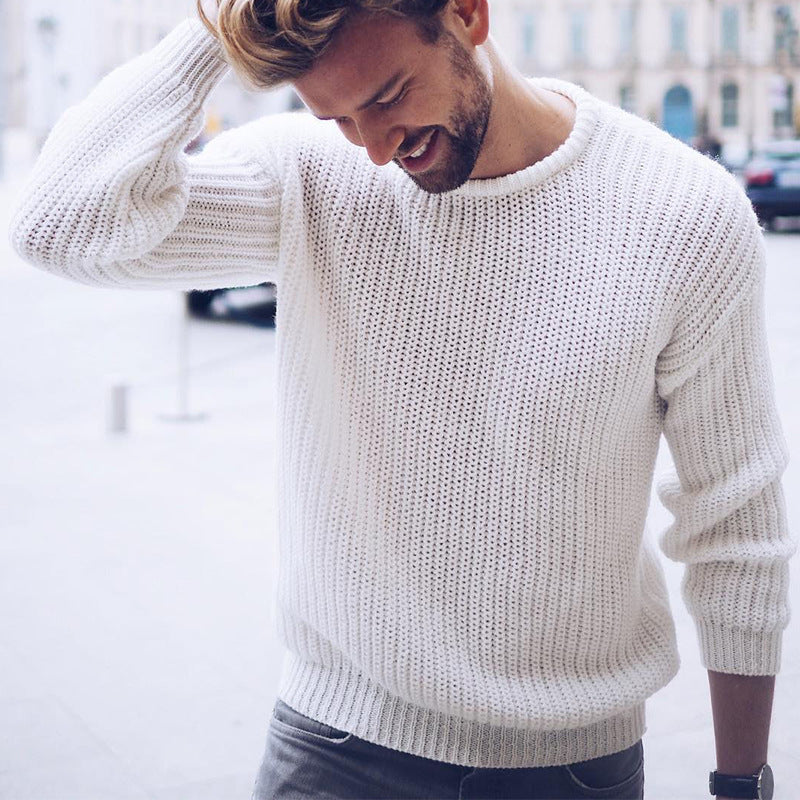 Herren lässiger Strickpullover mit modernen Strukturen