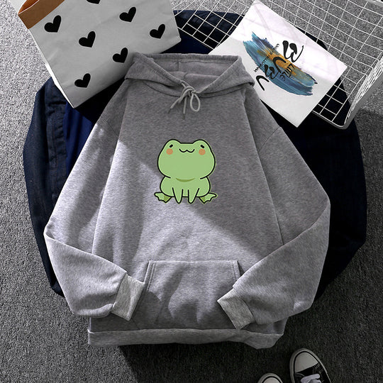 Damen nan Kapuzenpullover mit Mond‑und‑Wal-Illustration, Oversize-Schnitt und Kängurutasche Shop Nory