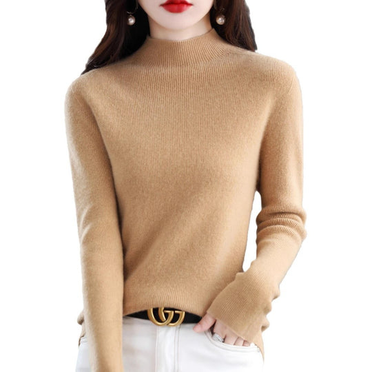 Damen Schmal geschnittener Mockneck-Pullover aus kaschmirähnlichem Feinstrick Shop Nory