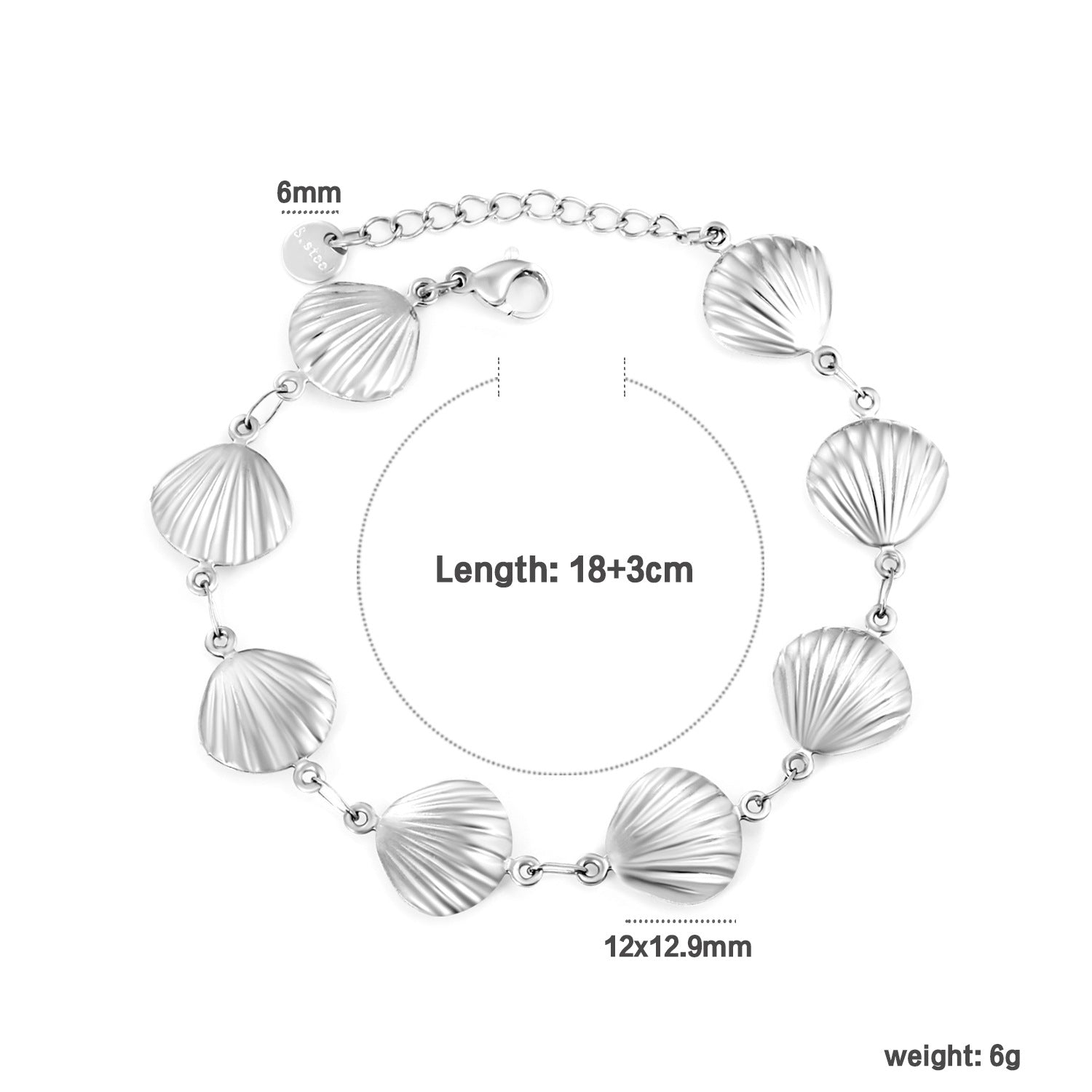 Damen Armband mit Muschel-Design aus hochwertigem Edelstahl Shop Nory