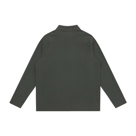 Unisex Waffelstrick-Halbzip-Pullover mit Troyerkragen und Raglanärmeln Shop Nory