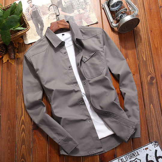 Herren Canvas-Overshirt im Worker‑Look mit Brustpattentasche und Western‑Nahtführung Shop Nory