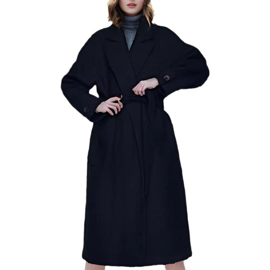 Damen Langmantel aus Wollmix mit Reverskragen und lockerem Schnitt Shop Nory