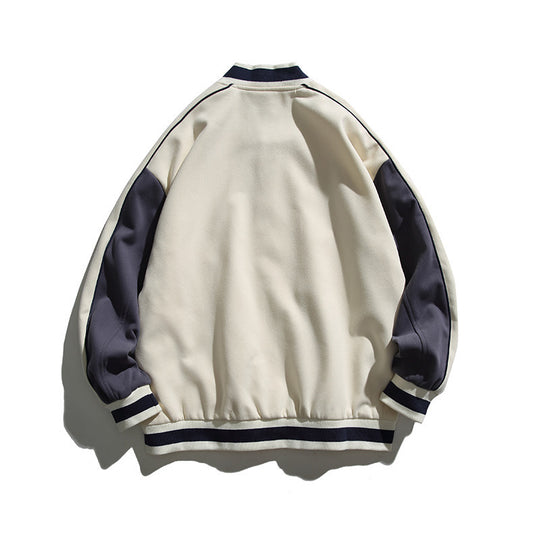 Unisex Boxy College-Bomberjacke mit Badge-Applikationen und kontrastierenden Rippabschlüssen Shop Nory
