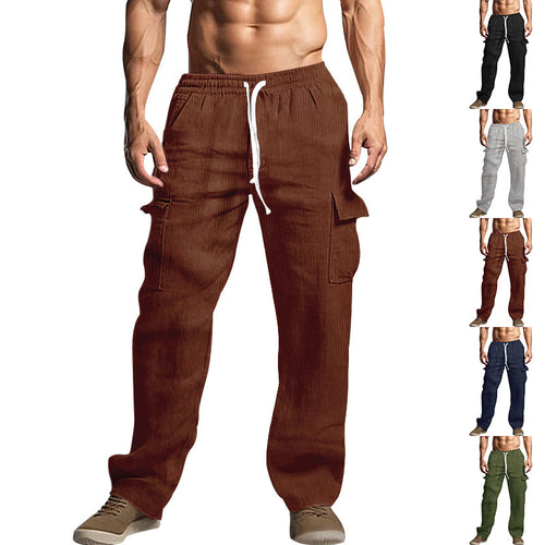 Herren Cord-Cargo-Hose mit elastischem Bund, Kordelzug & aufgesetzten Klappentaschen Shop Nory