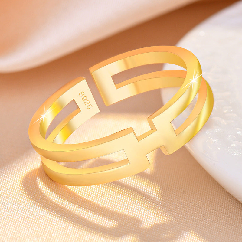 Damen Offener Ring mit modernem, geometrischem Design aus hochwertigem Edelstahl Shop Nory