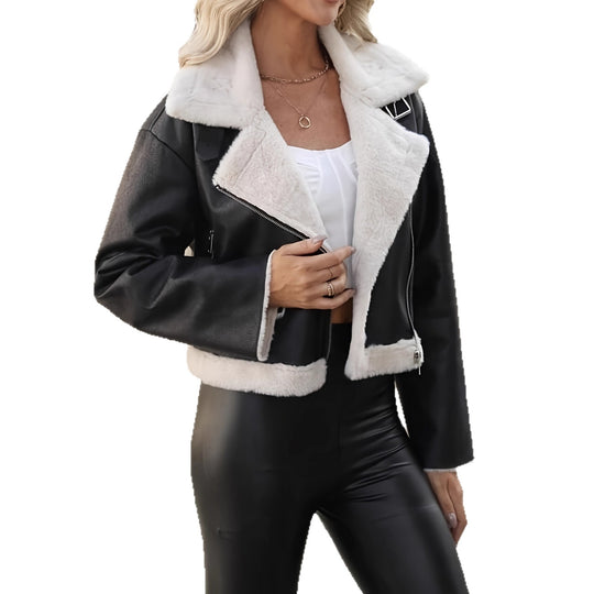 Damen Chic Kunstlederjacke