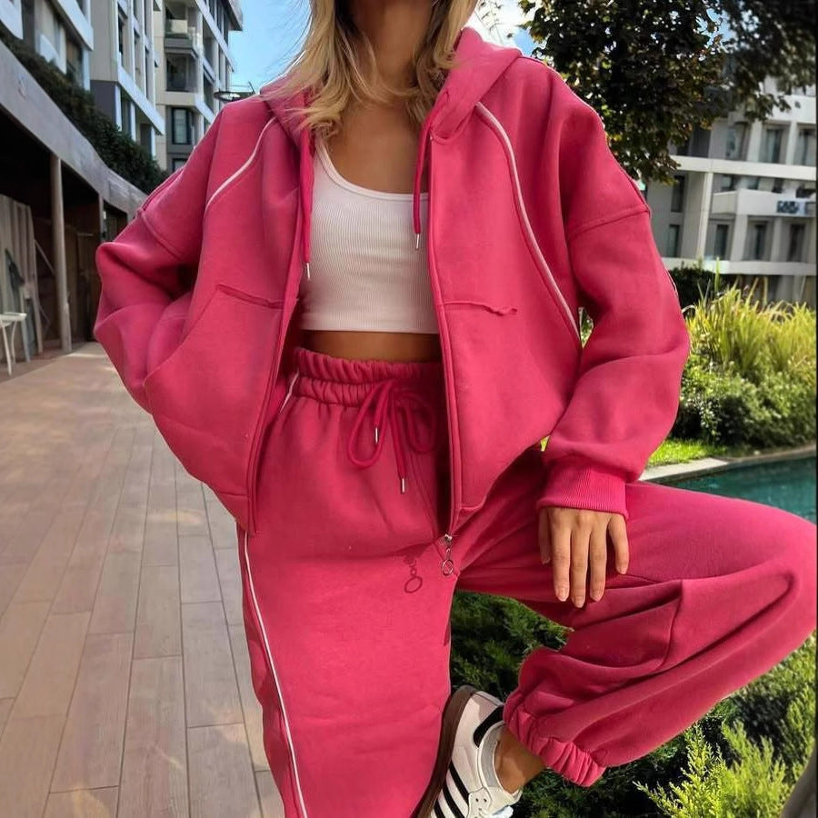 Damen weite Jogginghose mit hohem Bund und kontrastierendem Seitenstreifen Shop Nory