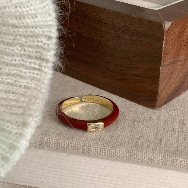 Damen Offener Ring mit quadratischem Zirkonia und elegantem Design Shop Nory