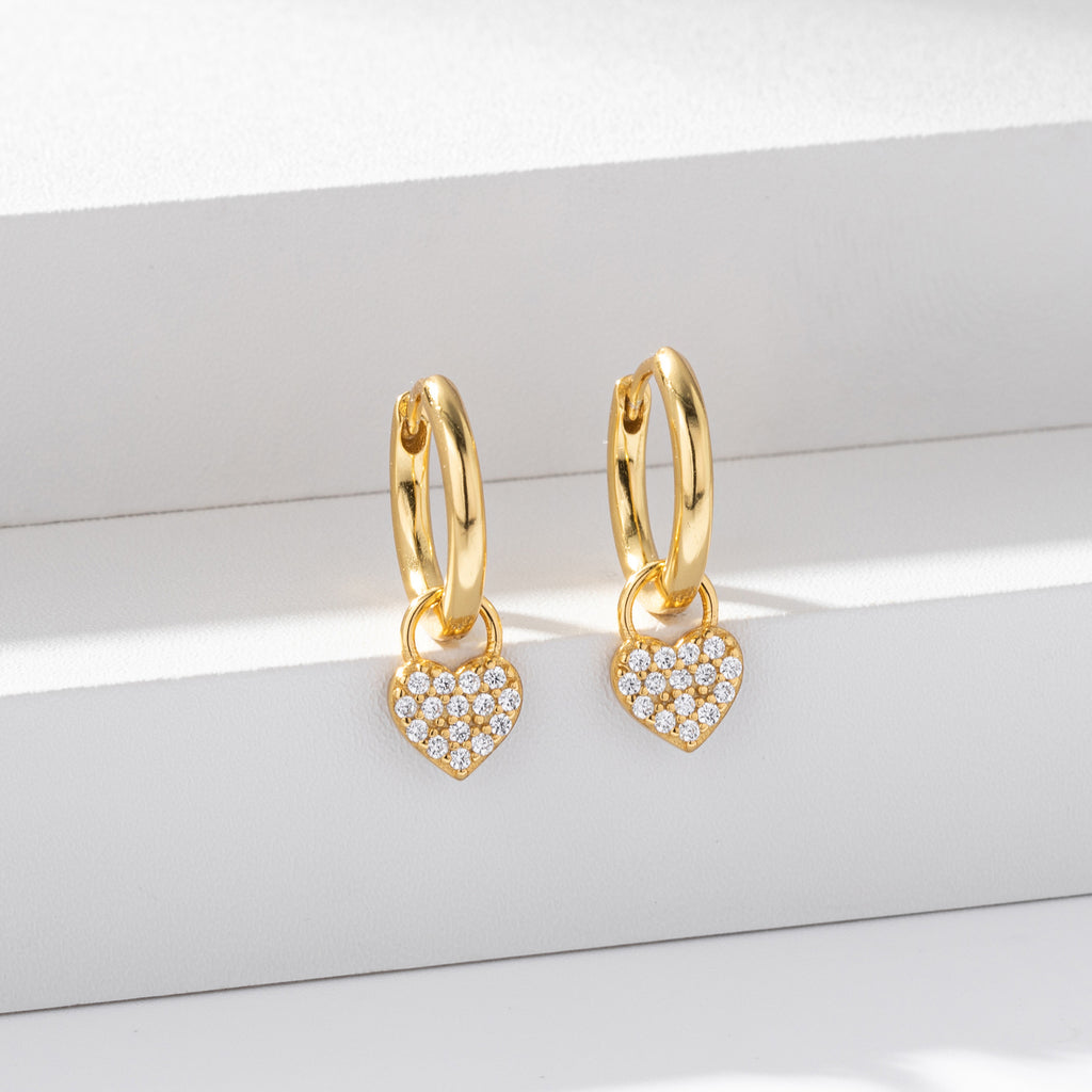Damen Ohrhänger mit funkelndem Herzanhänger und hochwertigem 925 Sterlingsilber Shop Nory