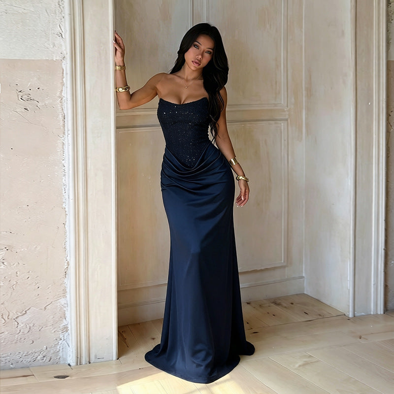 Damen Elegantes Abendkleid mit herzförmigem Ausschnitt und fließendem Rock Shopnory