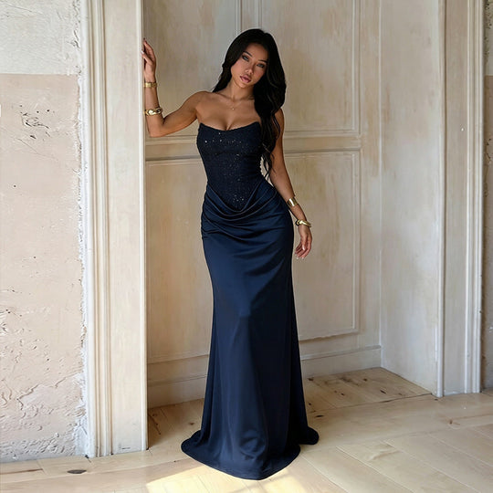 Damen Elegantes Abendkleid mit herzförmigem Ausschnitt und fließendem Rock Shopnory