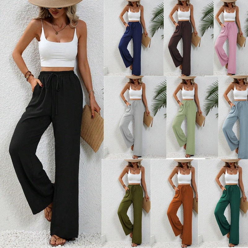 Damen Weite High-Waist Hose mit elastischem Bund und lässigem Schnitt