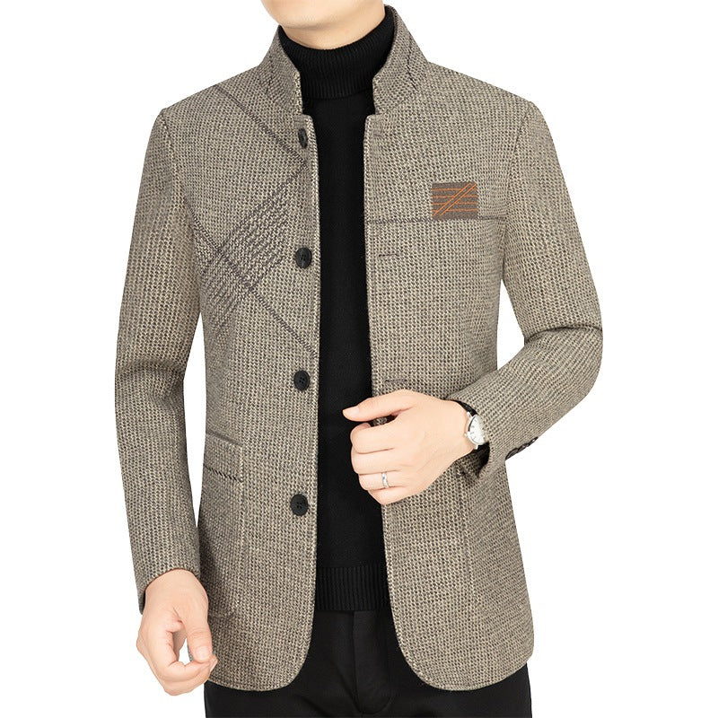 Herren Strick-Sakko mit Rippärmel, Stehkragen und aufgesetzten Taschen Shop Nory