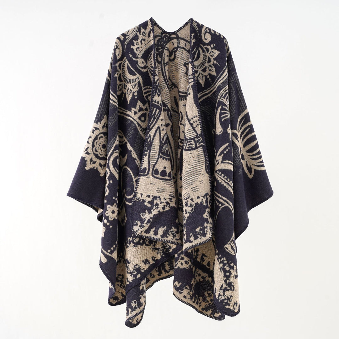 Damen Ornamentales Jacquard-Wickelcape mit weichem Fall Shop Nory