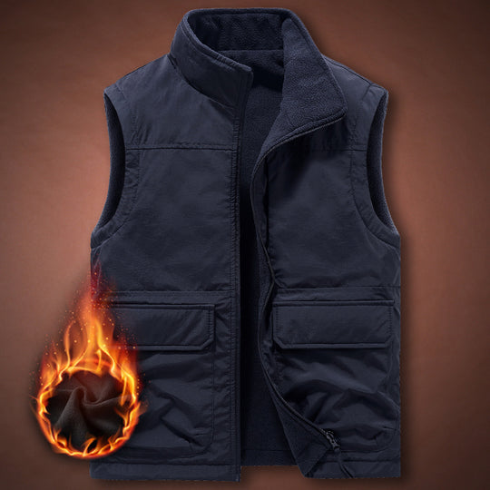 Herren Thermische Fleeceweste mit winddichter Nylonaußenschicht, hohem Stehkragen und Multifunktionstaschen Shop Nory