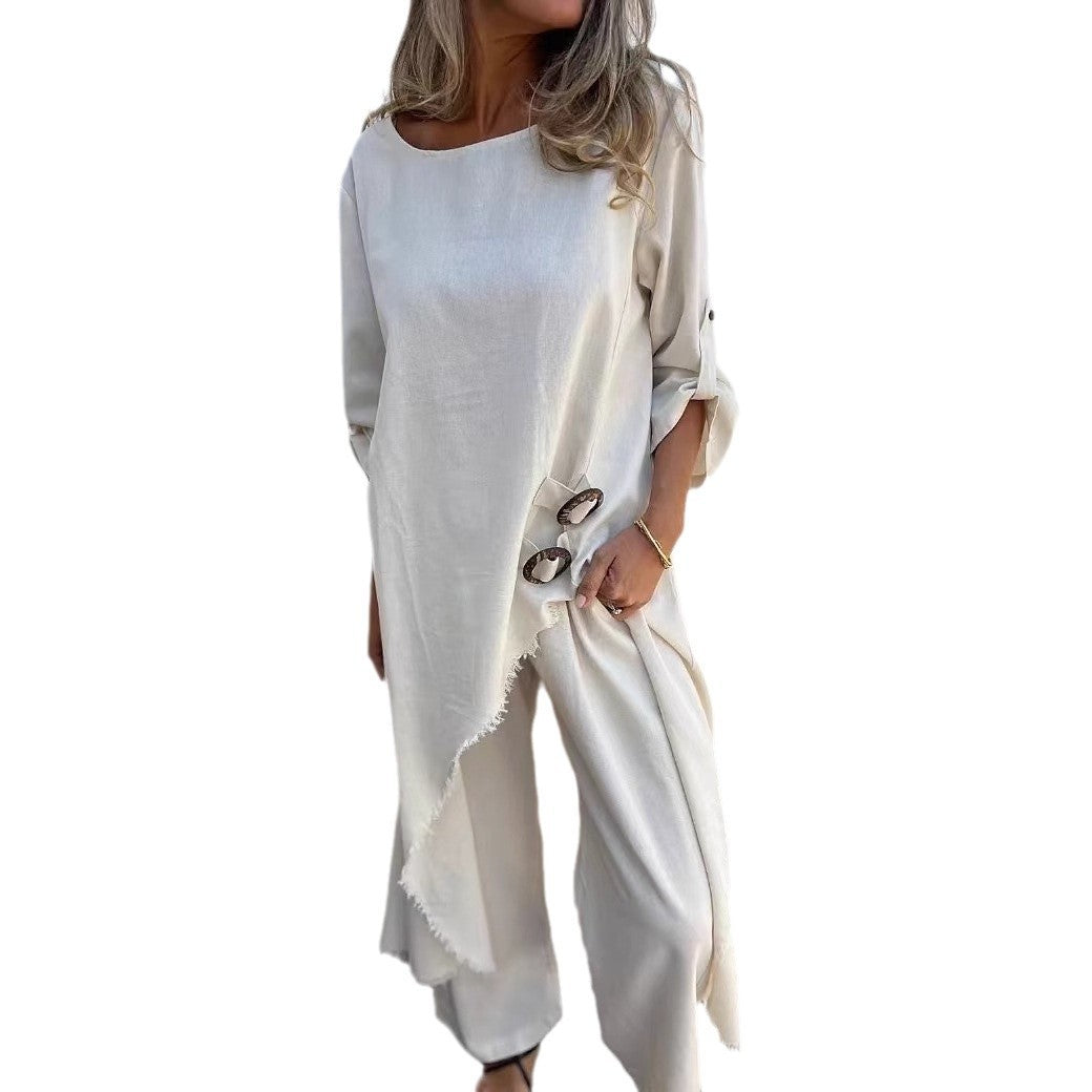 Damen Oversize Strandkleid mit Knopfdetails