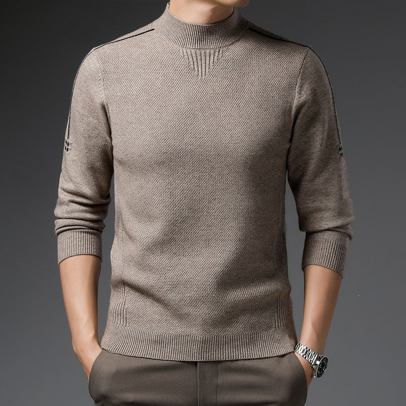 Herren Slim-Fit Strukturierter Feinstrickpullover mit kurzem Schlauchkragen und gerippten Säumen Shop Nory