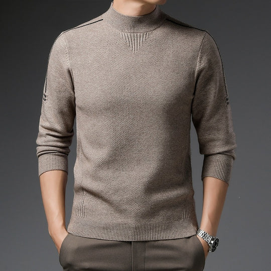 Herren Slim-Fit Strukturierter Feinstrickpullover mit kurzem Schlauchkragen und gerippten Säumen Shop Nory