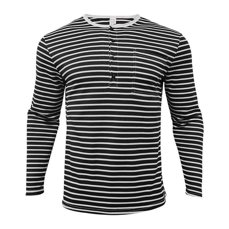 Herren Langarmshirt mit gestreiftem Design und Knopfleiste