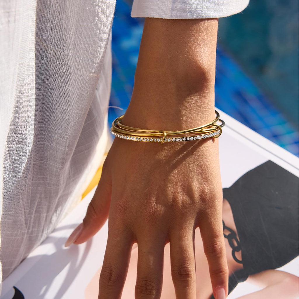 Damen eleganter Armreif mit polierten Silber- und Goldakzenten Shop Nory