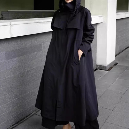 Damen Oversize-Longregenmantel mit Kapuze, wasserabweisendem GewShop Norye und weitem A-Linien-Schnitt Shop Nory