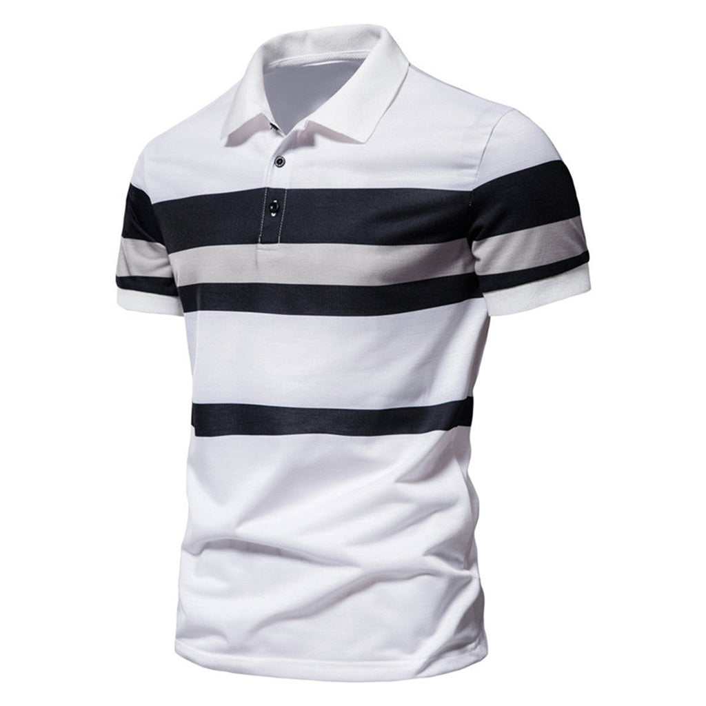 Herren Poloshirt mit modernem Streifenmuster und atmungsaktiver Baumwolle
