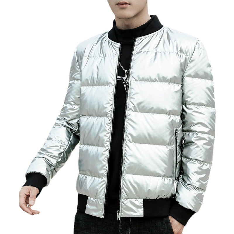 Herren gesteppte glänzende Thermo-Bomberjacke mit leichter Isolierung und gerippten Bündchen Shop Nory