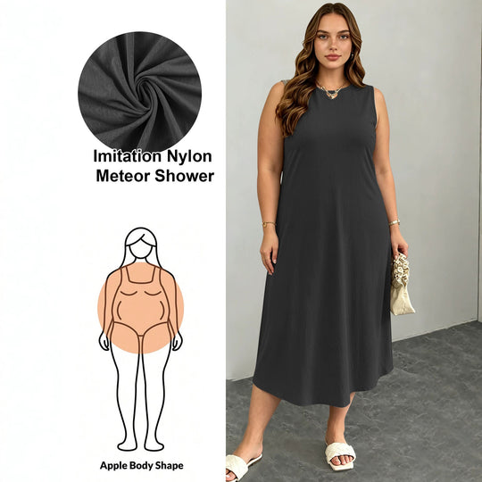 Damen Ärmelloses A-Linien-Midikleid mit seitlichen Eingrifftaschen und V-Ausschnitt Shopy Nory