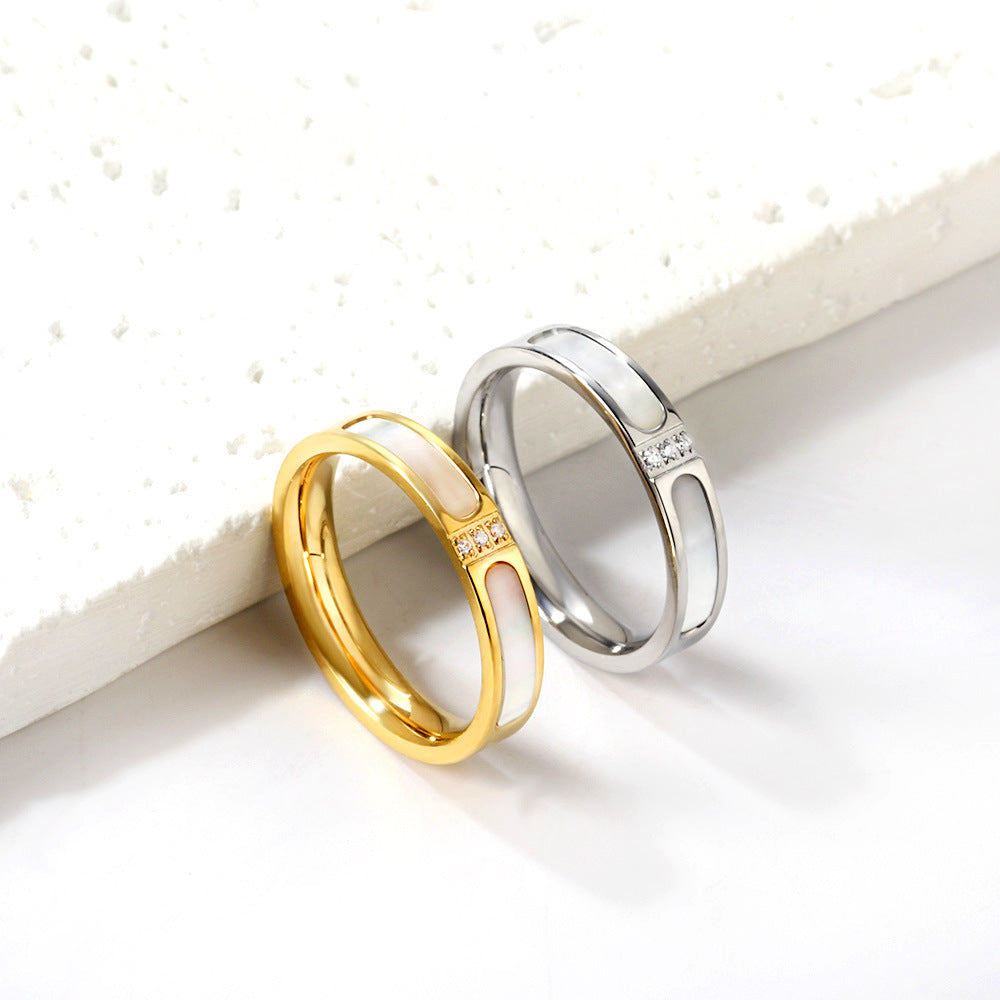 Damen edler Edelstahlring mit Perlen- und Zirkonia-Akzenten Shop Nory