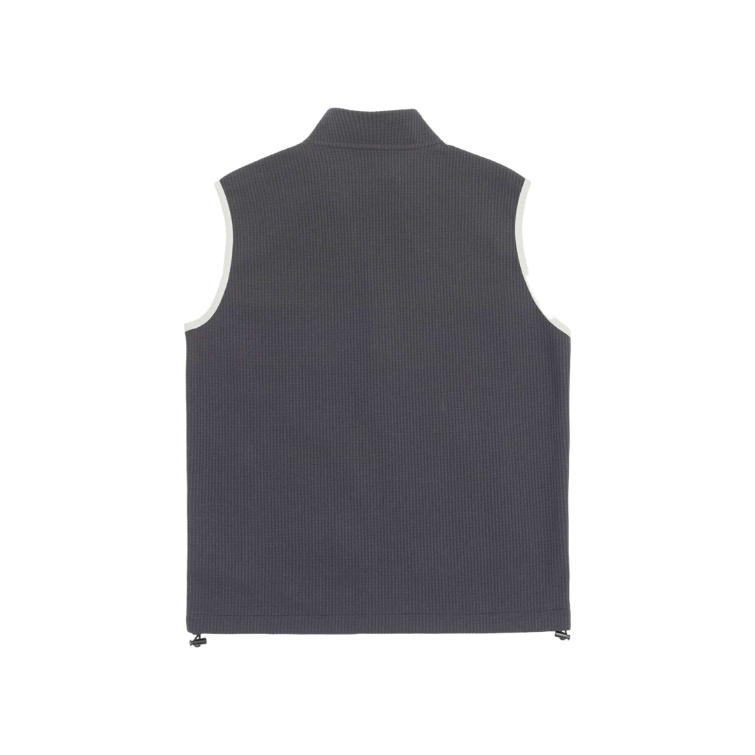 Unisex Waffelstruktur-Outdoorweste mit Stehkragen, durchgehendem Reißverschluss und Kordelzugsaum Shop Nory