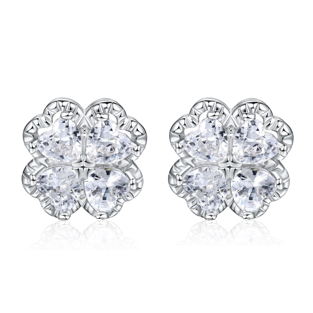 Damen Ohrstecker mit herzförmigem Kristall-Design und filigranem Silberrahmen Shop Nory