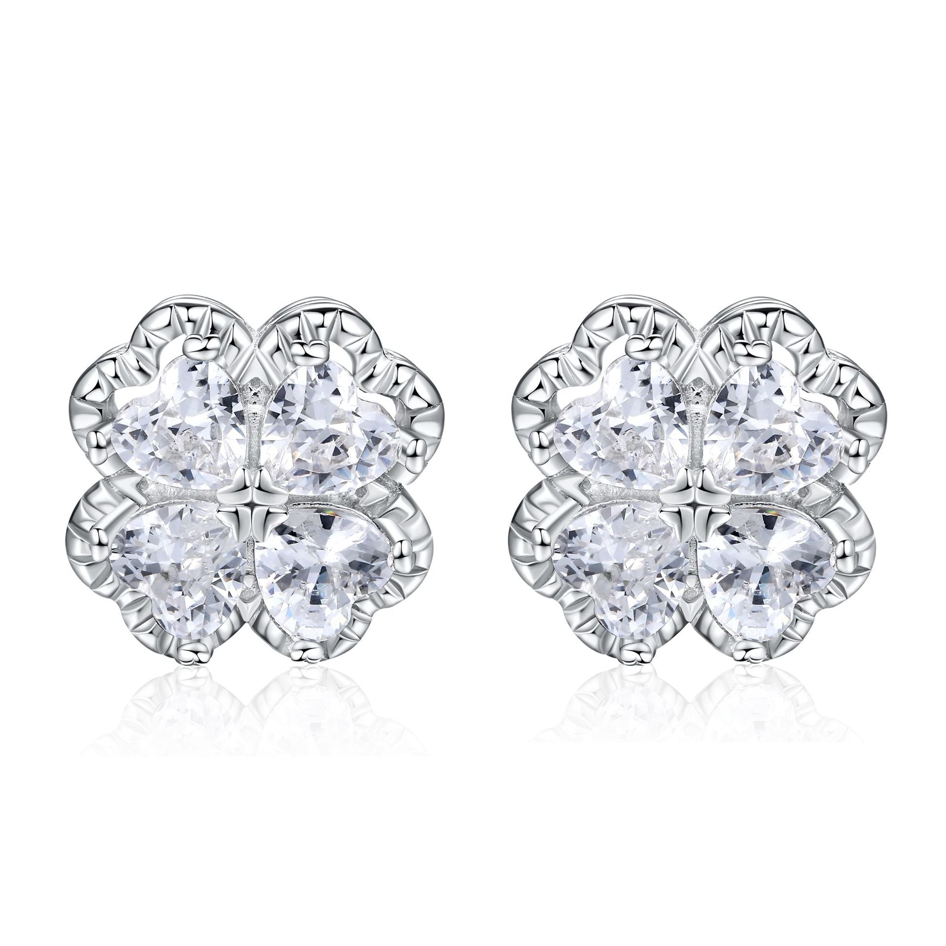 Damen Ohrstecker mit herzförmigem Kristall-Design und filigranem Silberrahmen Shop Nory
