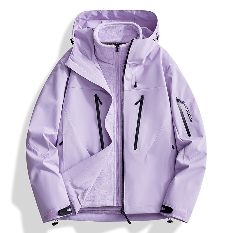 Herren Zwei-in-Eins Softshell-Outdoorjacke mit abnehmbarer Fleece-Innenjacke und wasserdichten Reißverschlüssen Shop Nory