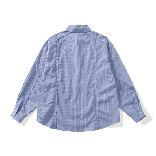Unisex Oversize-Langarmhemd aus leichter Strukturbaumwolle mit Kentkragen und feiner Streifenbordüre Shop Nory