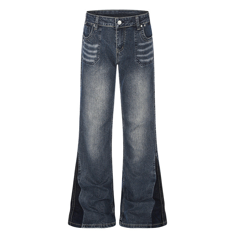 Damen Schlagjeans mit hohem Bund und seitlichen Kontrastbahnen Shop Nory