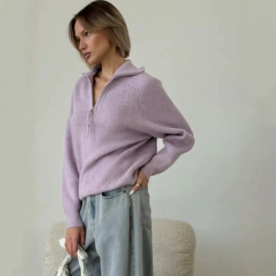 Damen Stylischer Strickpullover mit hohem Kragen Shop Nory