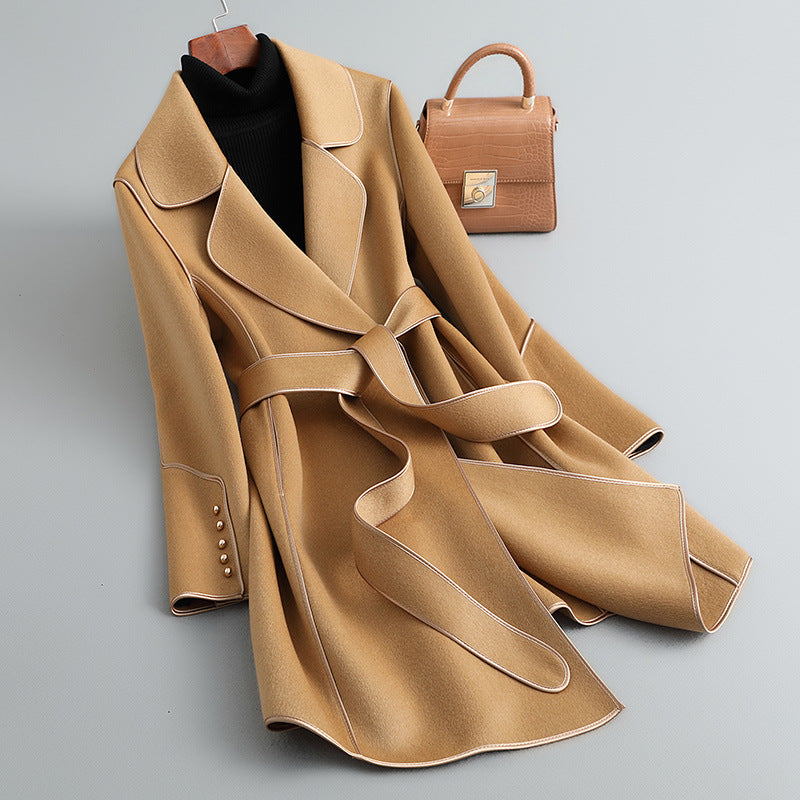 Damen Eleganter Wickelmantel mit Gürtel Shop Nory