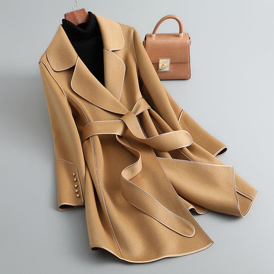 Damen Eleganter Wickelmantel mit Gürtel Shop Nory