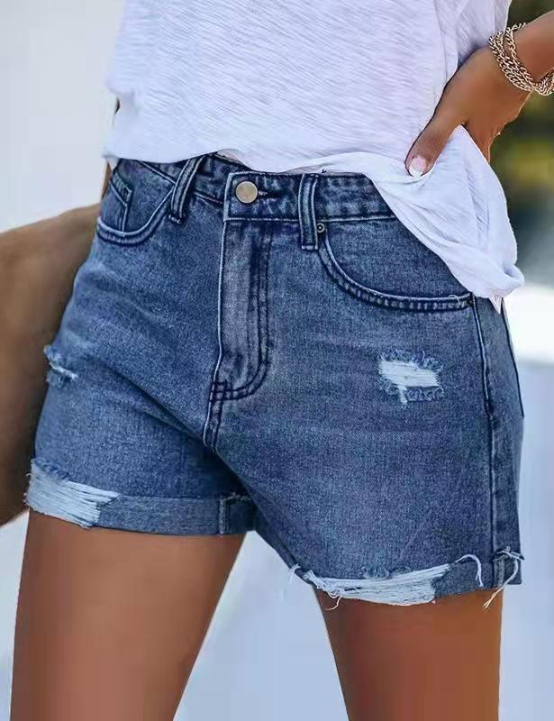 Damen Denim-Shorts im modischen Destroyed-Look mit lässigem Schnitt