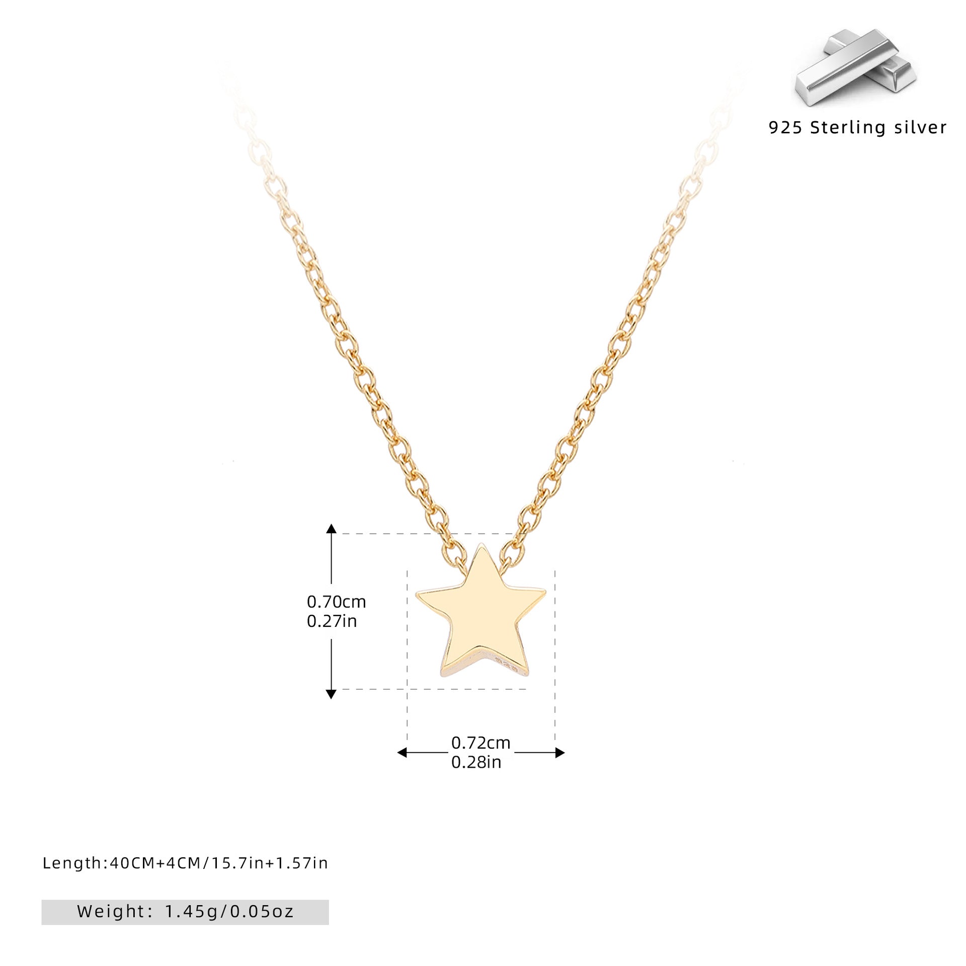 Damen Halskette mit funkelndem Sternanhänger aus hochwertigem 925 Sterling Silber Shop Nory