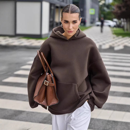 Damen Oversized Kapuzenpullover mit extra weitem Schnitt und Kängurutasche Shop Nory